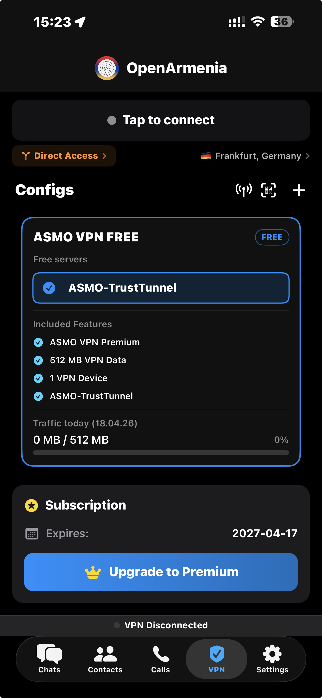 VPN screen